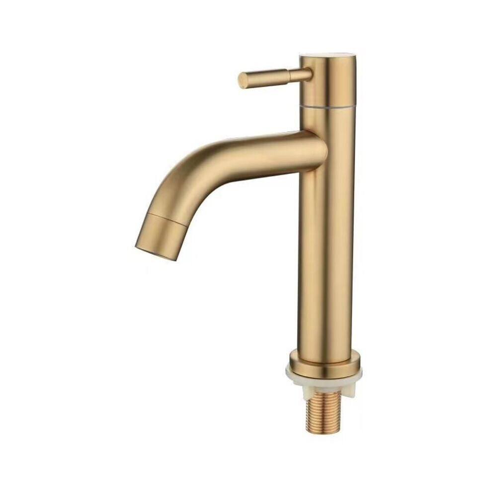 Brushed Gold Finish Faucet, Solid Brass Construction, Easy Installation, Single Handle Control, Hot Cold Water Outlet For Basin Lavatory (Fingerprint- 9061222313089