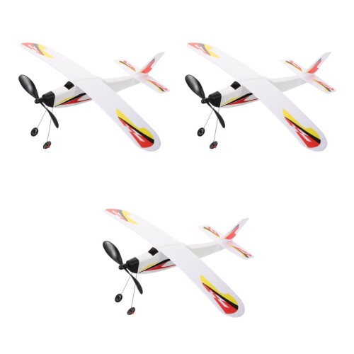 3St Leksak Diy Banddriven Flygplan Glidflygplan Modell 1