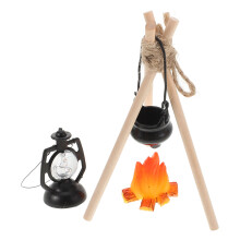 1 Set Miniatyr Lägerscener För Dockskåp Och Oljelampa