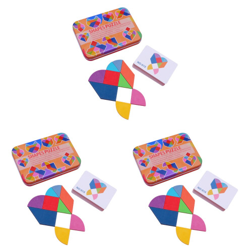 3Pcs Barn Tangram Träpussel Leksaker För Användning 1