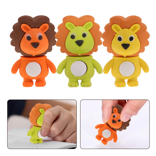 18Pcs Lejonrader 3D Radergummi TPR 2