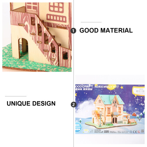 3D Träpussel Leksak DIY Stjärnhus 2