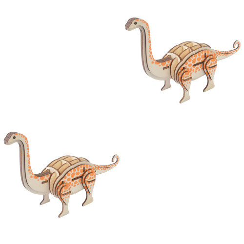 2St 3D Träpussel Dinosaurier I Naturmaterial För Barn ( ) 2