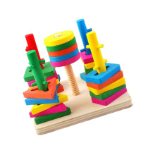 1 Set Blockkolumner Byggklossar Geometriska Formers Färginlärning
