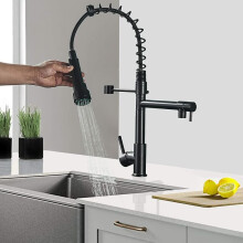 Faucet Cistine le Spraeire Tarraingthe Anuas, Faucet Solas LED Frith-Meirge do Dhoirteal Cistine
