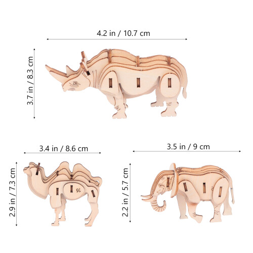 3 Delar 3D Trädjur Modellbyggsats Leksaker 1