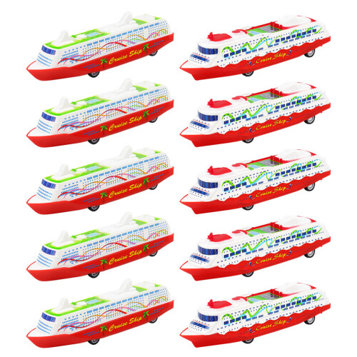 10Pcs Plastic Cruise Ship Pull Back Gliding Toy For Toddlers