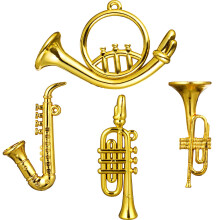 4 Mini Plast Musikinstrument För Dockskåp Trumpet Saxofon