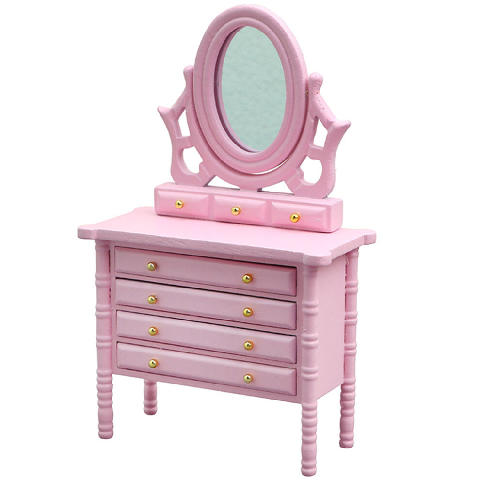 Solustre 4Pcs Mini Dressing Table Model Wooden Miniature Furniture Ornament