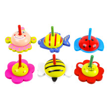 18 Pcs Cartoon Wood Gyro Toy Colorful Interactive Portable