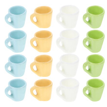 16Pcs Miniatyr Tepåsar Resin Mini Kaffemuggar Mini Dockhus Tillbehör