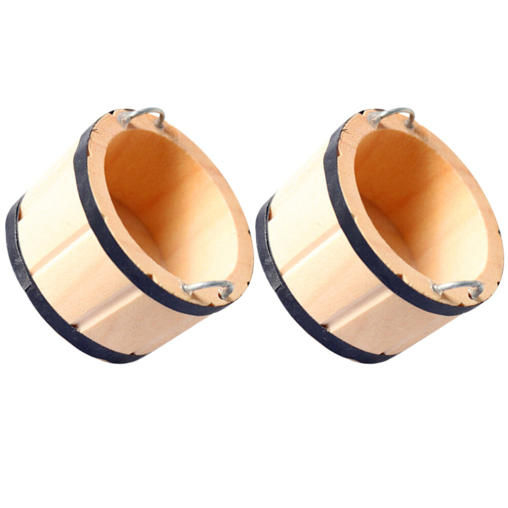 4 Sztuki Mini Rustykalnych Drewnianych Beczek Z Uchwytem Dla Dzieci-image