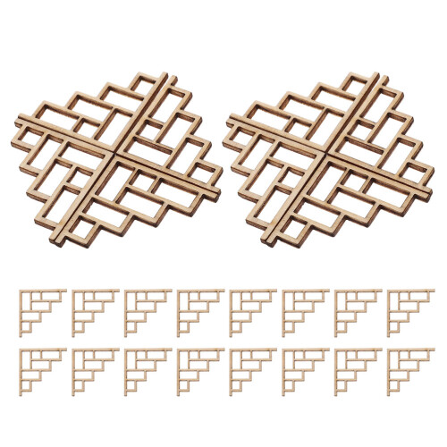 24Pcs Miniatyrträ Inlägg För Dockskåpsmöbel