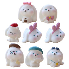 16 Pcs Landskapsdesign Kaninfigurer För Skrivbord
