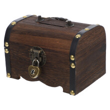 Retro Wooden Treasure Chest With Lock For Home Decor Storage