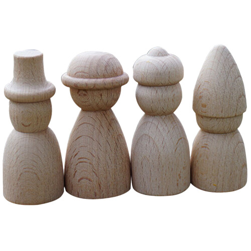 4Pcs Trädockor Diy Målning Ofullbordade Trädock-Ornament 1