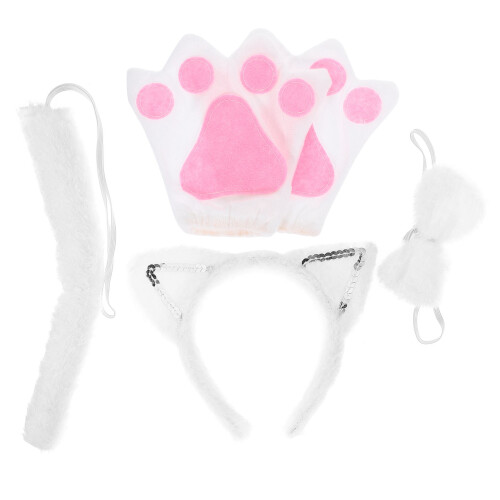 1 Set Kattekostym Kit Halloween Cosplay Kläder Tillbehör