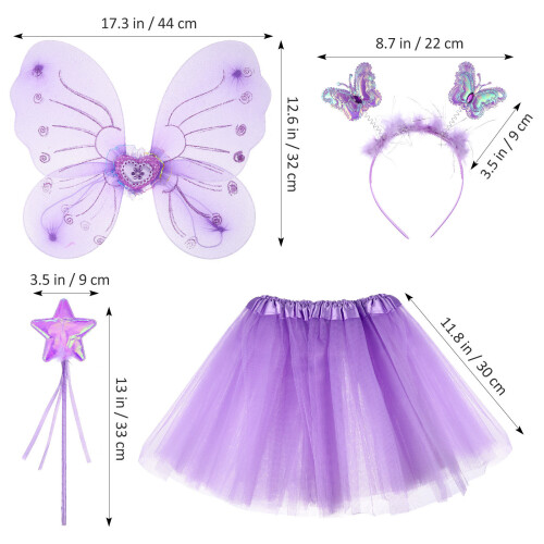 Fairy Kostym Set För Flickor Mesh Tutu, , Huvband 1
