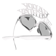3St Silverfärgade Dekorationsglasögon Happy Birthday Hjärtdesign