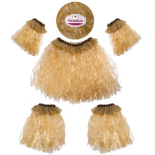 5Pcs Hawaiian Gräs Skirt Set Elastisk Band