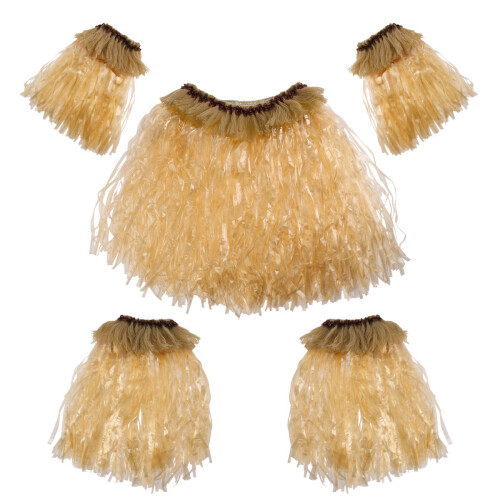 5Pcs Hawaiian Gräs Skirt Set Elastisk Band 1