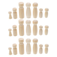 50Pcs Trädockor Av Naturträ, Okmålade DIY Hantverk