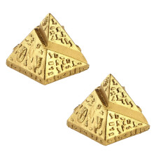2Pcs Egyptisk Khufu Pyramid Mausoleum Byggnadsmodell Guld