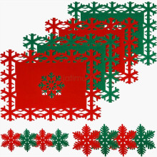 (As shown in the figure, Set of 12pcs) NEW CHRISTMAS PARTY TABLE MATS Placemats Red Snowflake Dinner Dinning Set XMAS
