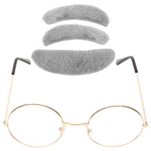 1 Set Gamleman Kostym Klämma, Falsk Mustasch, Ögonbryn, Glaskor