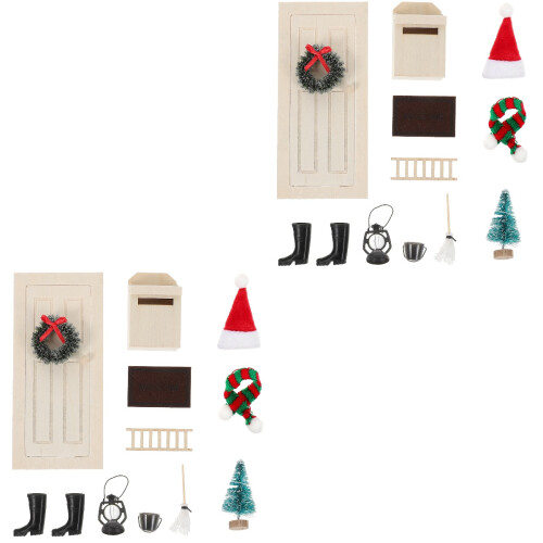 2Satser Mini Xmas Prydnad Kit Hållbar Plast För Dockhus 2