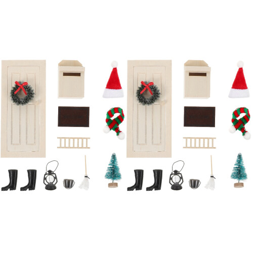 2Satser Mini Xmas Prydnad Kit Hållbar Plast För Dockhus 1