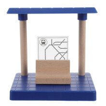 Wooden Railway Station, Toy Train Set Track och Byggnadsdelar