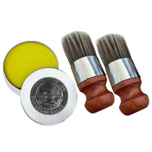 Wise Owl Möbel-Salbe, Leder-Salbe mit 2 Borstenbürsten