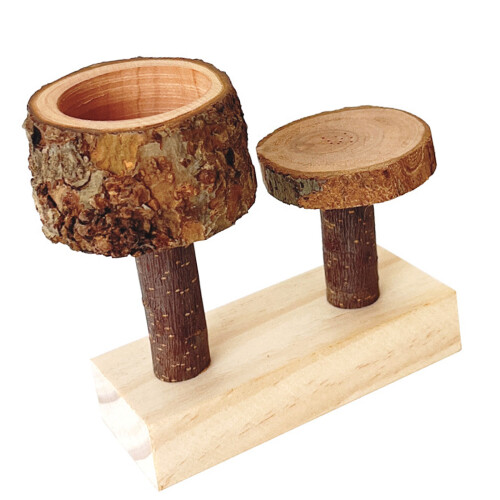 Stable Wooden Pet Food Dishes With Chewing Function For Hamsters