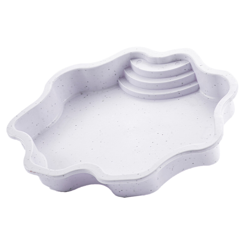 Turtles Bath With Step Amphibians Feeding Bowl-Marble White
