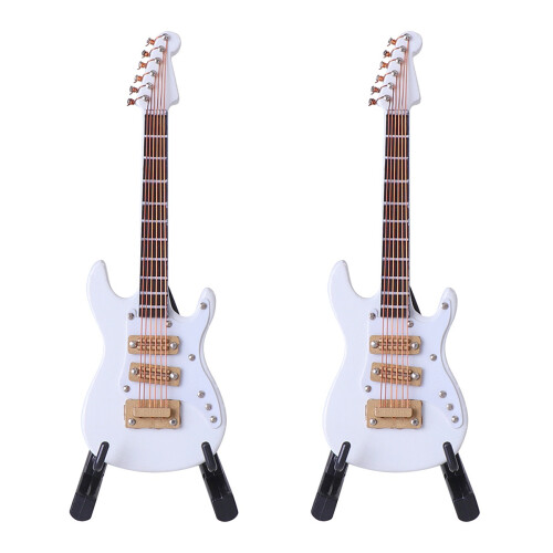 2 Pièces Mini Guitare Électrique 10 Cm Avec Boîte Et Support 1