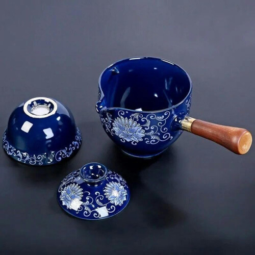 Ceramic Glass Teapot Gongfu Style 360 Rotation Automatic Single Pot Tea Maker 1
