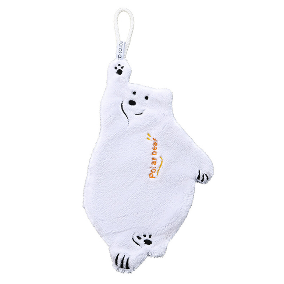 Soft Hand Towel Absorbent Velvet Cartoon Bear Hanging Coral