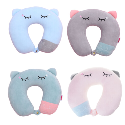 Soft Neck Support Pillow Shape Neck Pillow, Breathable-Pink 1