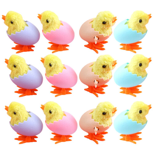 36 Pcs Plush Wind Up Jumping Chick Toys Clockwork Chickens 2