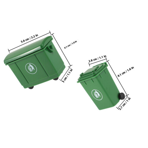 4Pcs Miniatyr Papperskorg Set Lock Och Hjul För Mini 1