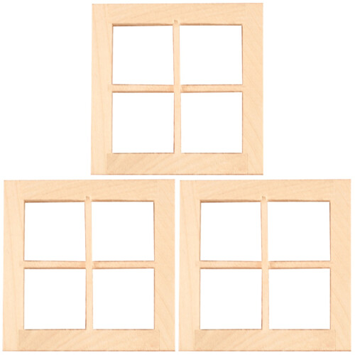 3St Dockhus Mini Träfönster Beige Trämöbel För Deko Och Lek 2