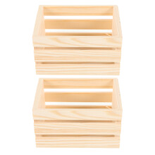 2Pcs Miniatyrträkistor, Dekorationsaccessoarer, Förvaring, Träkorgar