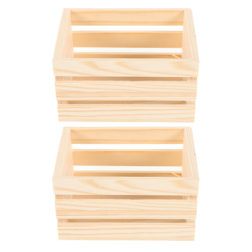 2Pcs Miniatyrträkistor, Dekorationsaccessoarer, Förvaring, Träkorgar