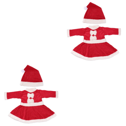 2 Set 75 Cm Barns Julklappskostym Hatt Kläder För Flickor 2