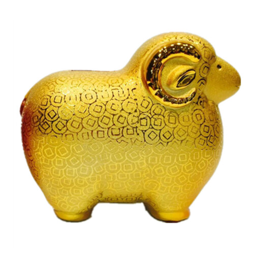 Ceramisk Får Sparsgris Guldfärgad Barnpresent 2