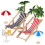 Beach Micro Landscape Miniatursats Mini Palmträd Parasoller 3
