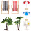 Beach Micro Landscape Miniatursats Mini Palmträd Parasoller 2