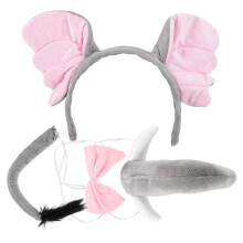 3 Set Dekorativa Elefantöra Huvudband Näs Slipskjol Cosplay