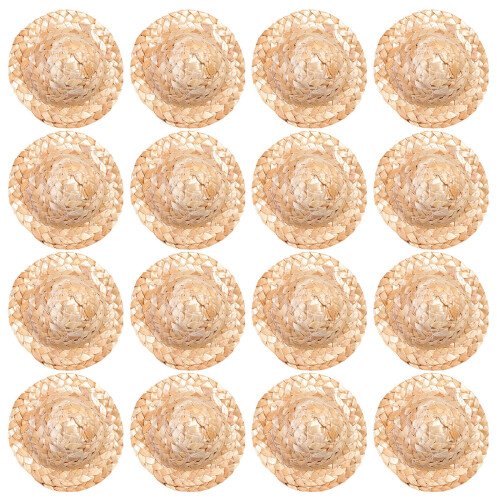 20Pcs Handgjorda Mini Halmhattar Handvävda Dockor Dekorativa